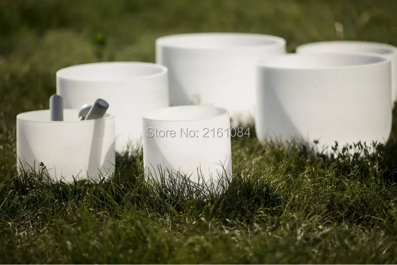 

432HZ 6''-12'' Chakra Tuned Set of 7 Frosted Crystal Singing Bowl with 2 free suedes and o ring