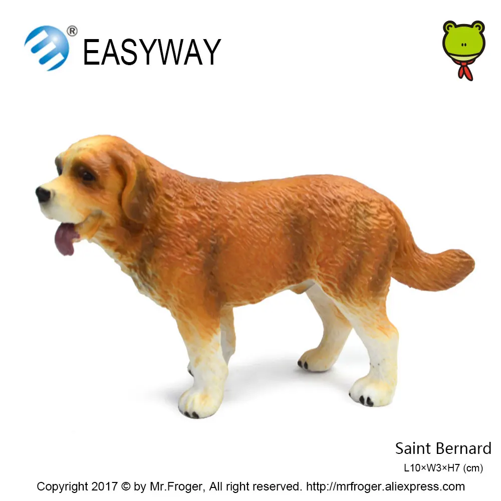 EASYWAY Original Farm Animals Plastic Saint Bernard Dog Model Mini Real Life Animals Action Figures Kids Toys for Children Gift