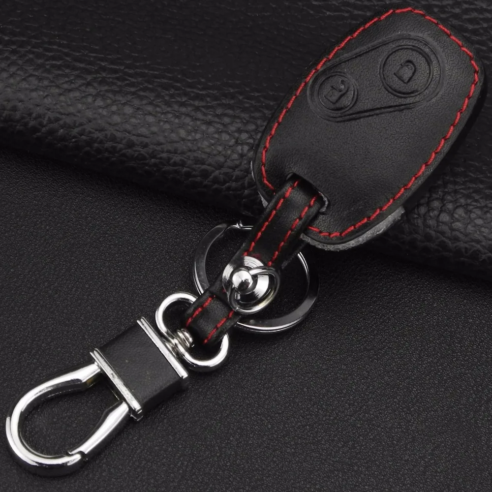 jingyuqin Leather KeyChain Ring Cover Case Holder For Honda CR-V Civic Fit Freed StepWGN Key Two 2 Buttons view 2