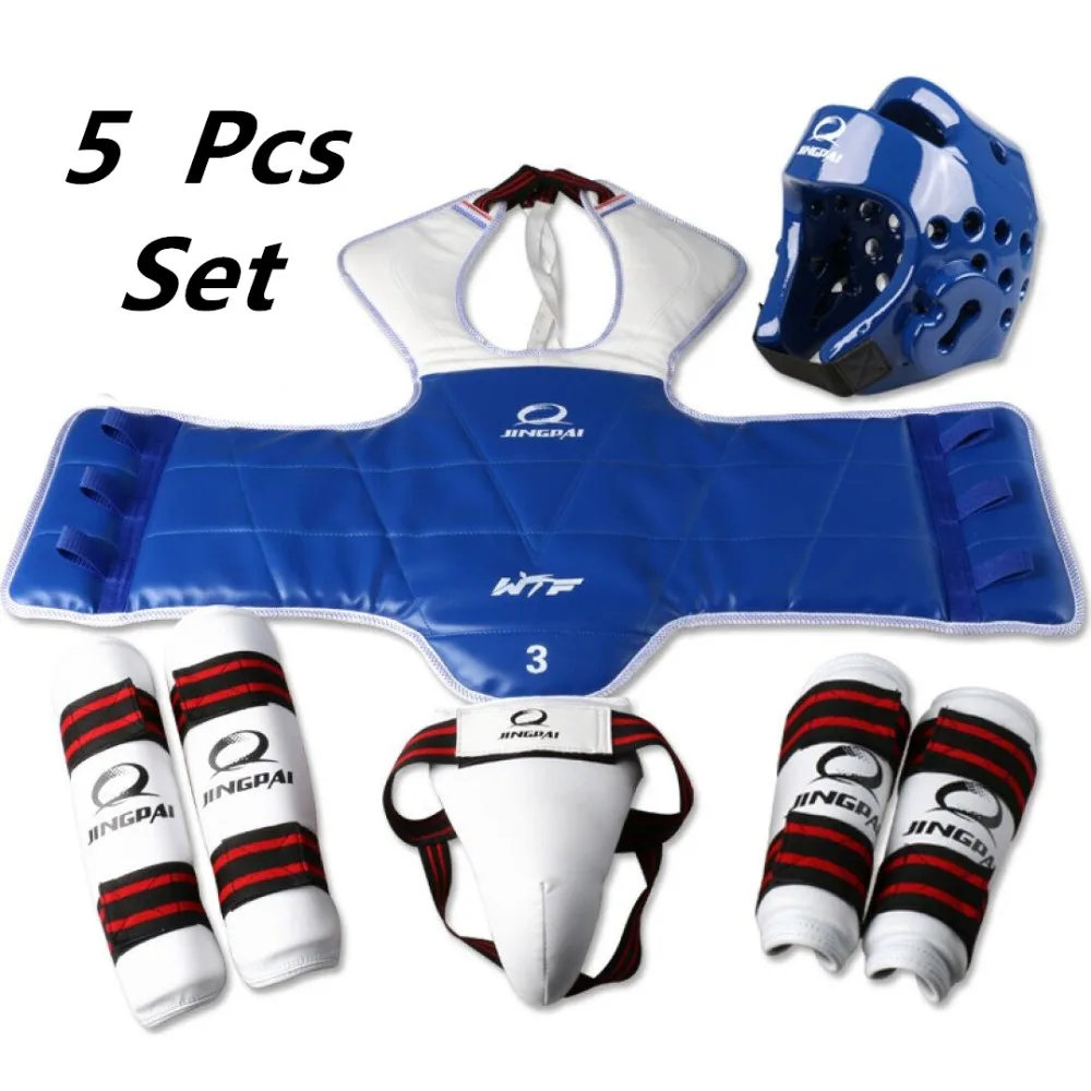 Wholesale WTF approved Taekwondo protectors suite Helmet chest shin arm guards Child karate headgear MMA kick body hugo Helmets