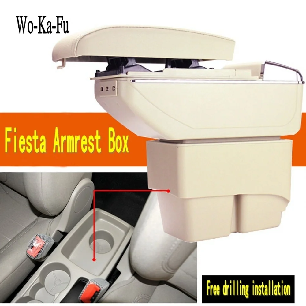 

For Ford Fiesta 2009-2017 Center Centre Console Storage Box Armrest Arm Rest Rotatable 2010 2011 2012 2013 2014 2015 2016