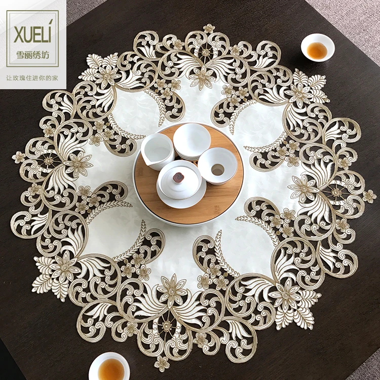 

round lace mantel Embroidery Table Runner Fabric Tea table cloth,Table mat table Cover decoration toalha de mesa tapetes