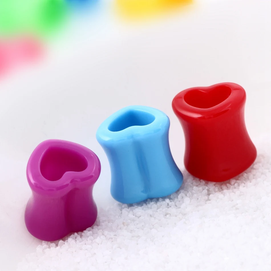 1Pair Acrylic Ear Plug Heart Tunnels Piercings Colorful Ear Flesh Plugs Earlet Gauges Body Piercing Jewelry 4mm-12mm