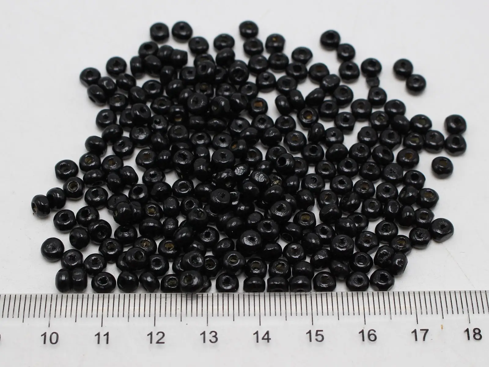 1000 Black 4mm Round Wood Seed Beads~Wooden Beads