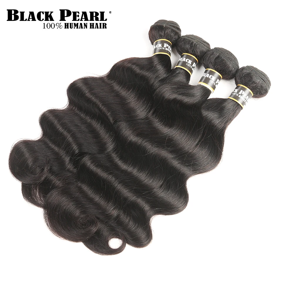 Black Pearl Peruvian Body Wave Hair Extensions 100% Non-Remy Human Hair Bundles Natural Color 8-26 inch 4 Bundles  Free Shipping