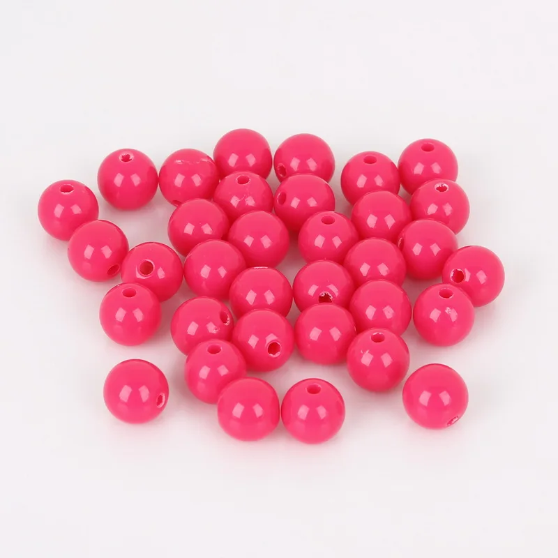 HMC 100pcs 8mm Shiny Round Acrylic Loose Beads Solid Color Round Ball Spacer Bead for Bracelet Making DIY