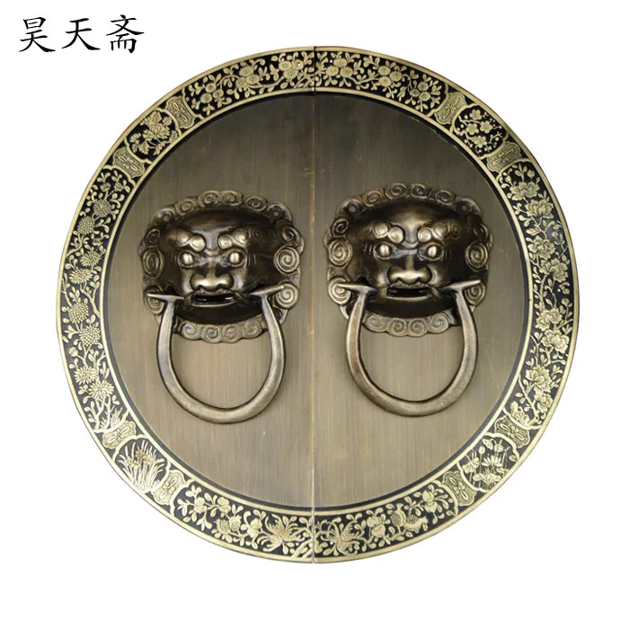 

[Haotian vegetarian] Chinese furniture handle door with flowers negatives beast beast HTA-094