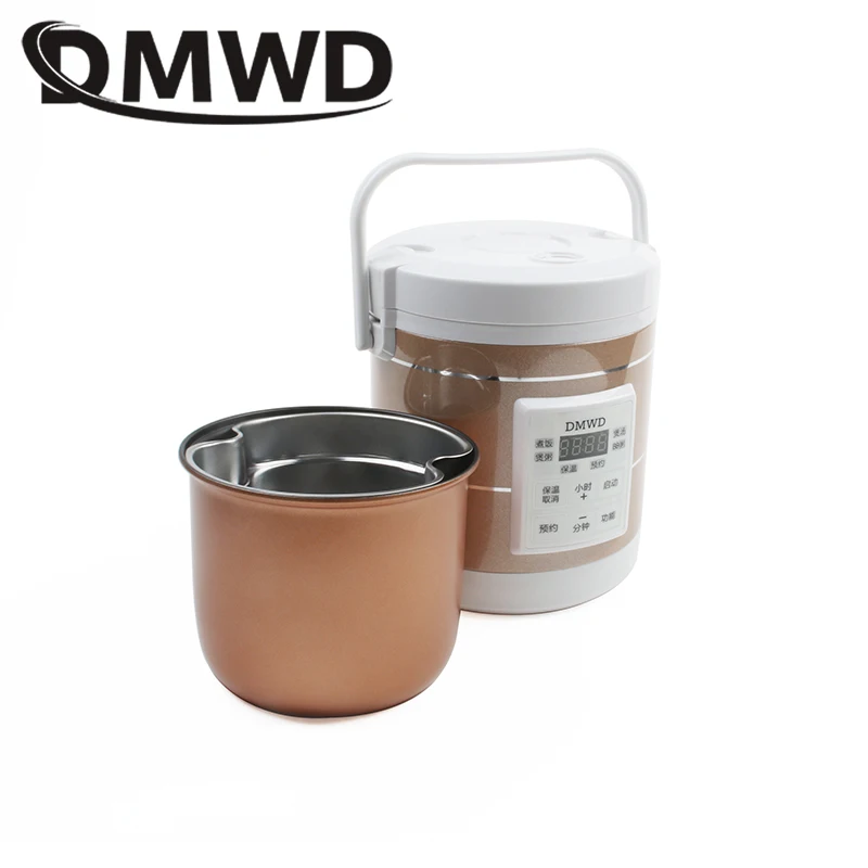 DMWD 12V 24V Mini Auto Camion Fornello di Riso Zuppa di Porridge Macchina di Cottura Cibo A Vapore Riscaldamento Elettrico Lunch Box Pasto Riscaldatore Più Caldo