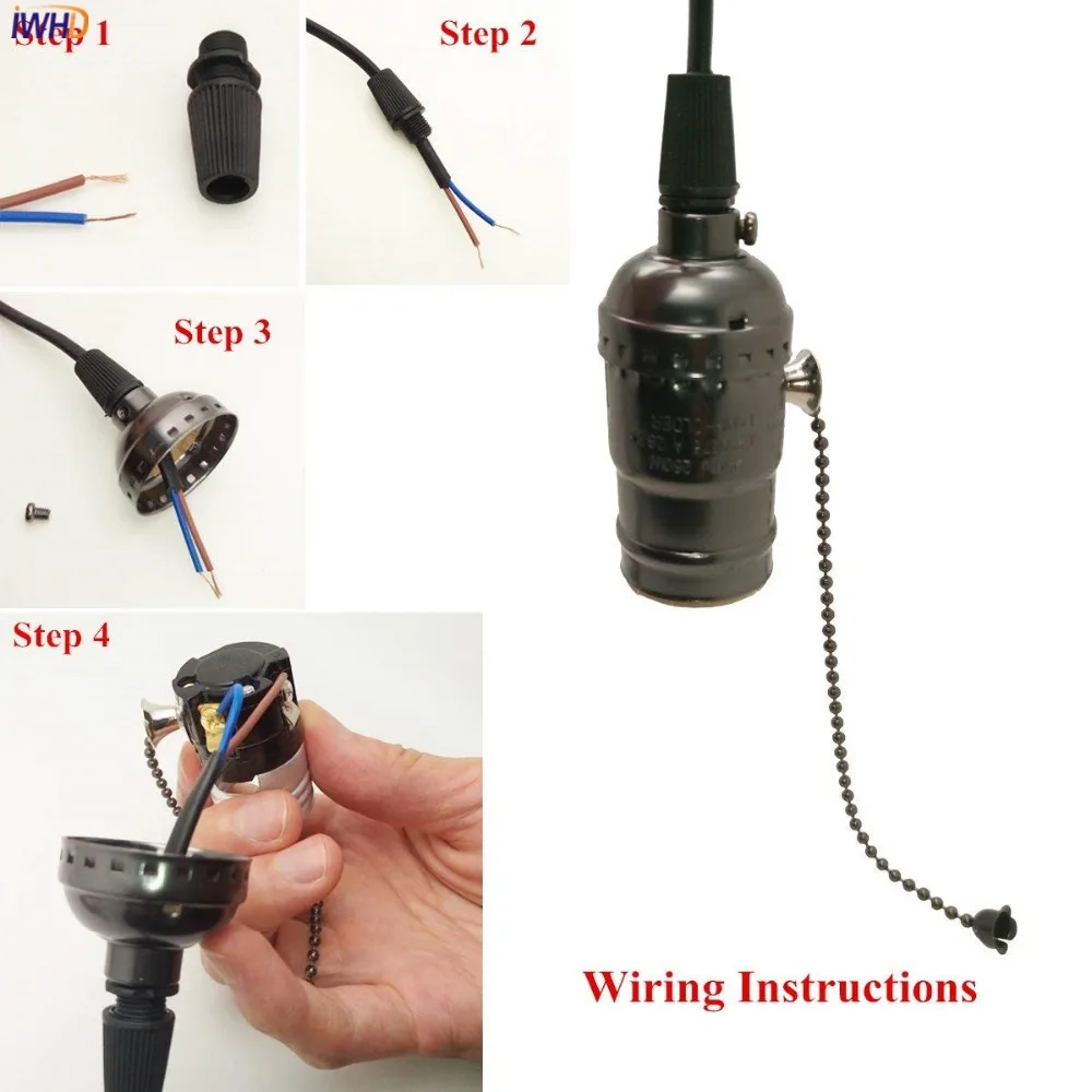 IWHD Soquete Vintage Fitting E27 Lamp Holder Socket Chain Switch Douille E27 Socket Light Lamp Holder Homekit UL CE