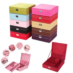 Large Best Selling Fashion Flannel Square Jewelry Box Simple layout 2 Layers Makeup Organizer choker Ring necklace Storage Box