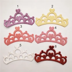 20pcs/lot 10cm Mixed Glitter Fabric Patches Glitter Crown Applique for Craft/Clothes DIY Scrapbooking Accessories
