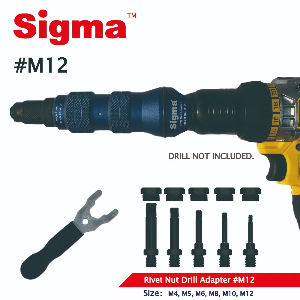 Sigma # m12ヘビーデューティーワイヤーリベットナットドリルアダプターコードレスまたは電動パワーツールアクセサリー代替エアリベットナットガン