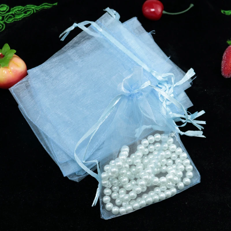 

Wholesale 500pcs/lot Light Blue Organza Bag 7x9cm Small Wedding Favors Jewelry Packaging Bag Pouches Nice Drawstring Gift Bags