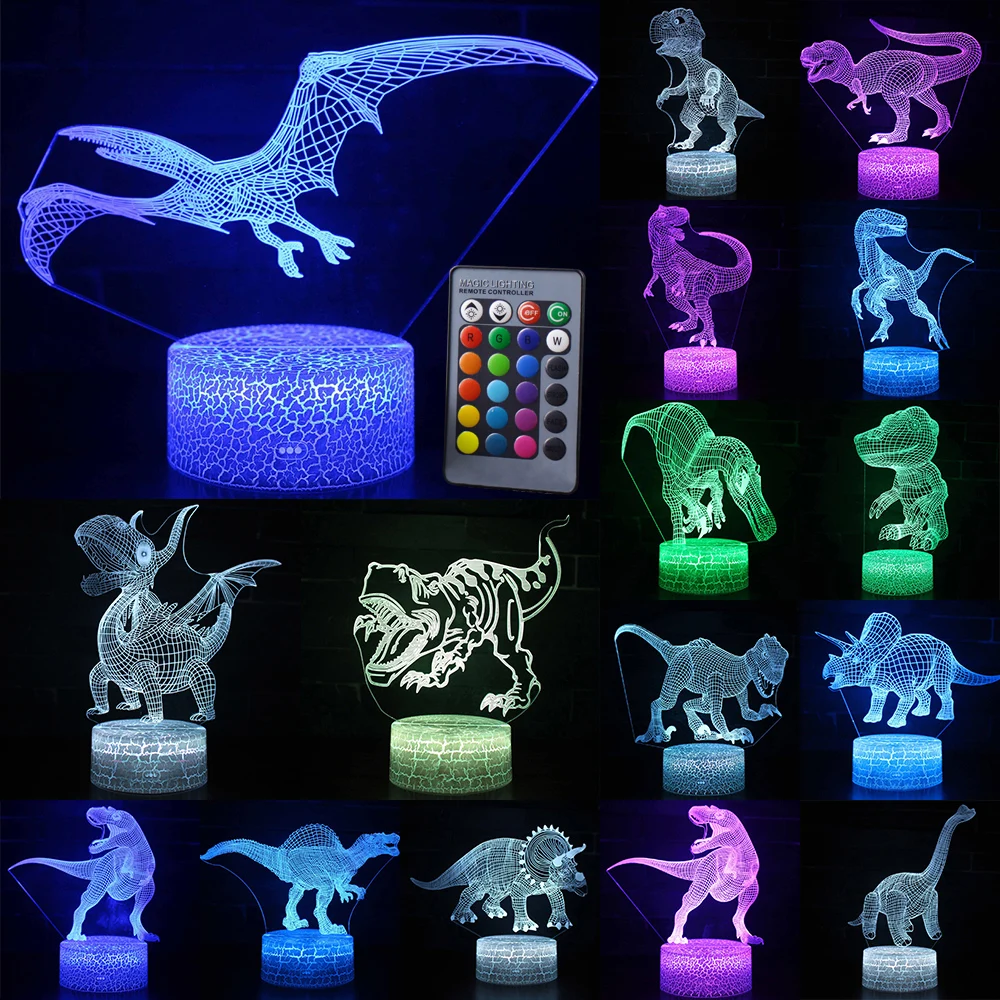 Dragon Series Night Light 3D LED Night Lamps Remote/ Touch Control For Kids Christmas Gift Home Decoration USB Powered D30