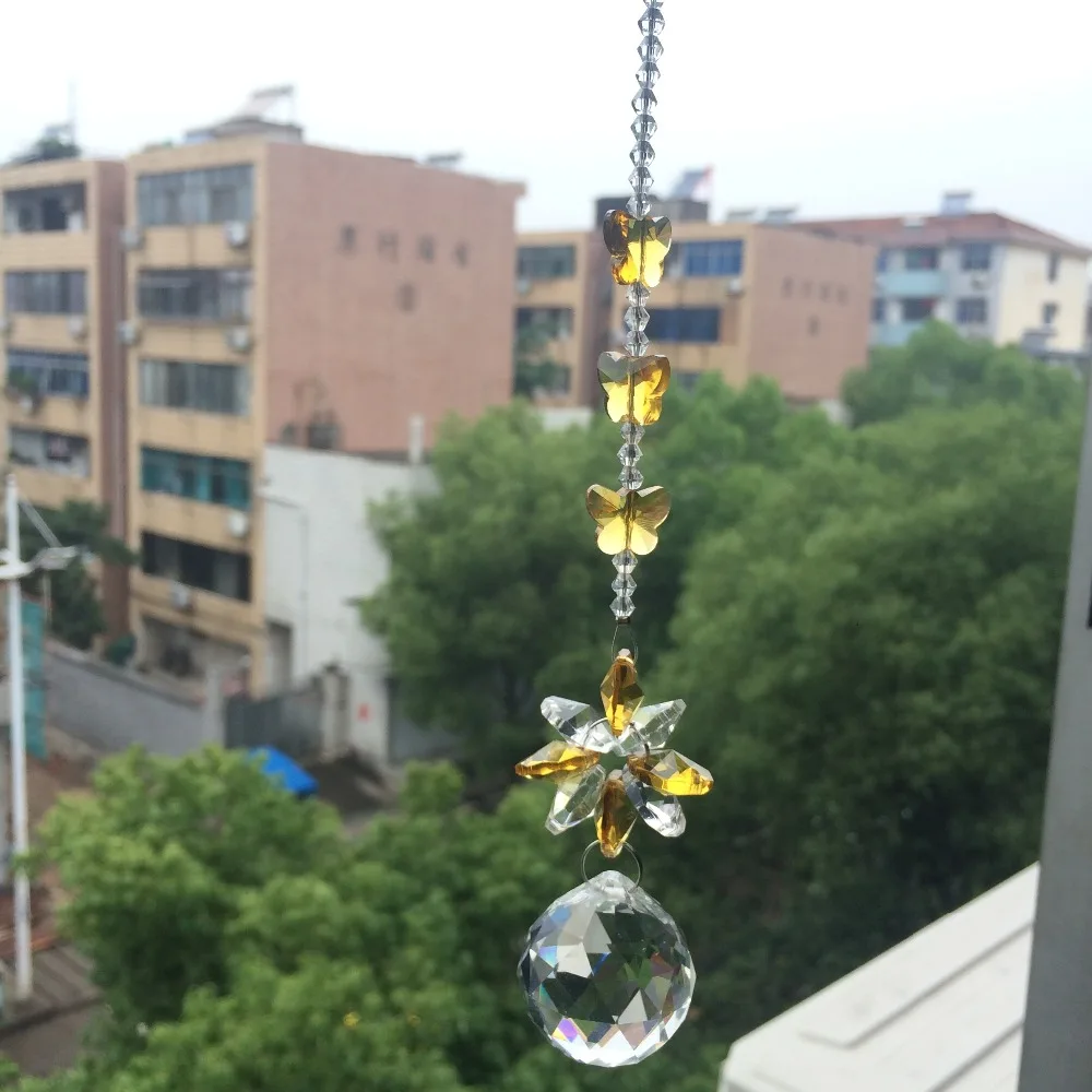 Garland Chakra Spectra 1piece Window Suncatcher In Garden Glass Crystal Pendant Lamp Chandelier Prisms Parts Feng Shui Pendants