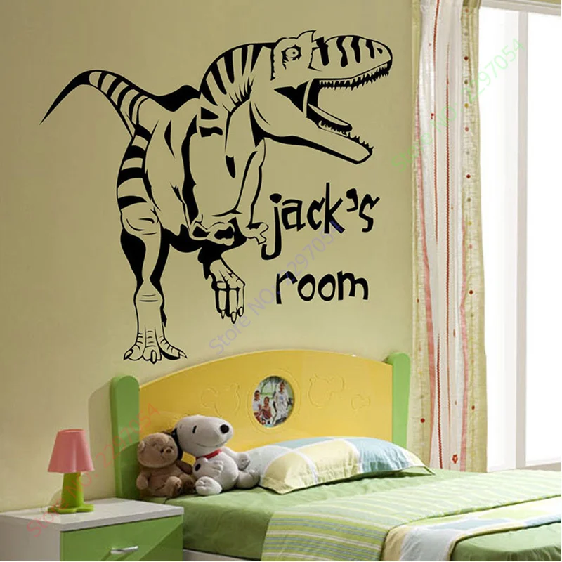 

Cartoon Removable Vinyl Wall Stickers for Kids Rooms Personalised Dinosaur Giant Wall Art Children Sticker Murals Decals