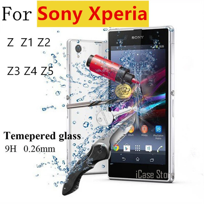 Premium HD 9H 2.5D tempered glass screen protector For Sony Xperia Z Z1 Z2 Z3 Z3 Z4 Z5 Compact mini sklo film case cover