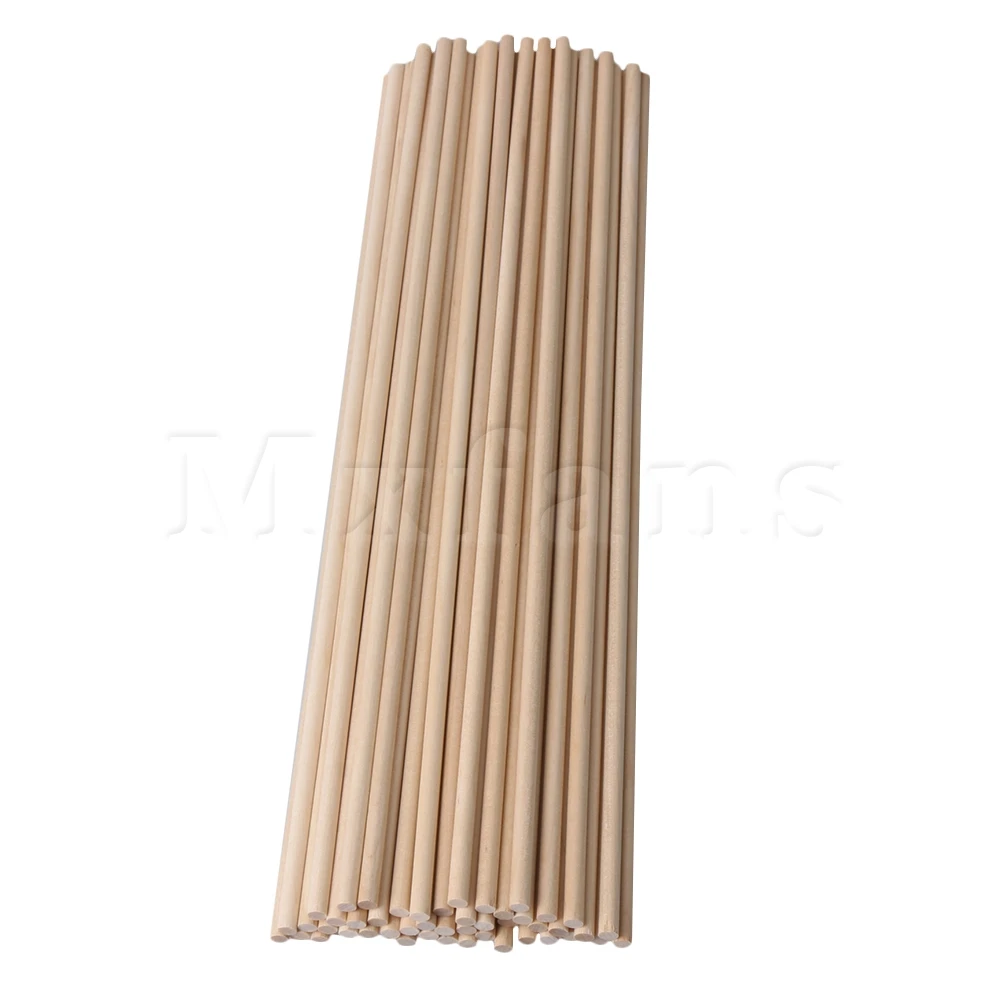 Mxfans 305/400mm Length 5mm Dia Round Birch Wood Sticks  Dowel Rods for Lollies Craft Building Architectural Model Pack of 50