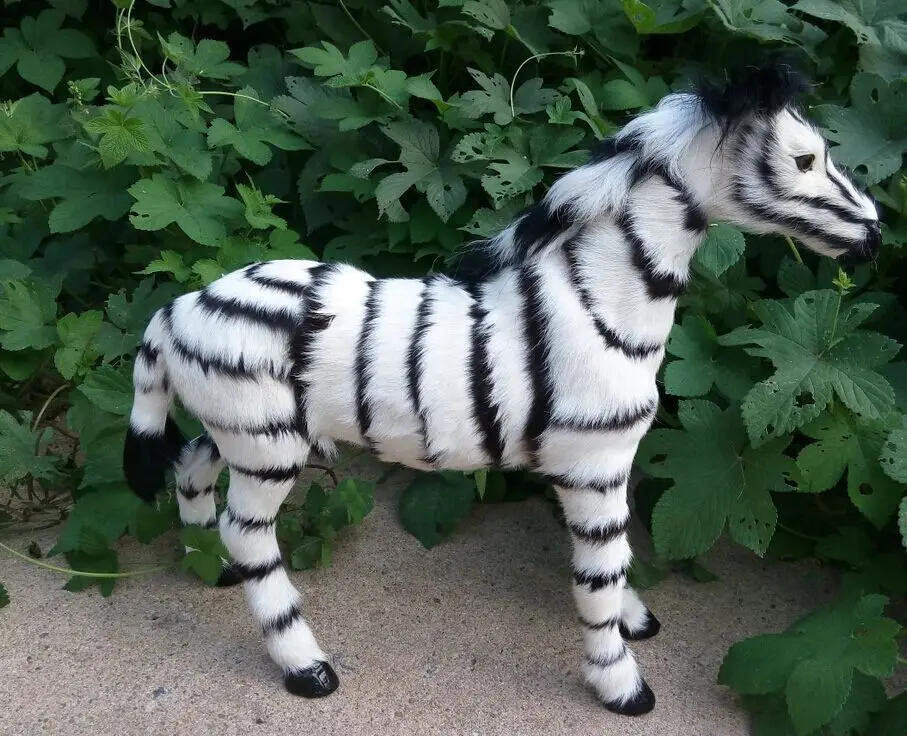 big simulation black&white zebra toy plastic&fur zebra doll gift about 49x43cm 2454