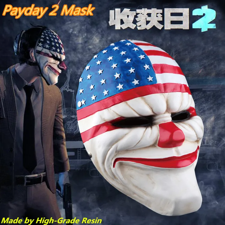 Hot sale Halloween Party day resin mask Payday 2 cosplay top grade resin clown mask clockwork men party masks holiday supplies