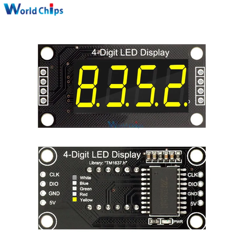 0.36 Inch 0.36" 4-Digit Red/Green/Yellow/Blue/White LED Display Tube Decimal 7 Segments TM1637 Module For Arduino size 30x14mm