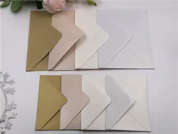 4PCS Sqaure /Rectangle Pearl envelopes 4 wedding/greeting invitation card RSVP Ivory/White/Light pink/ Gold Burgundy Gray Blue