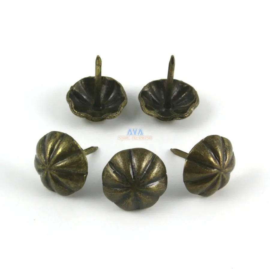 50 Pieces 16x20mm Antique Brass Flower Upholstery Tacks Nails