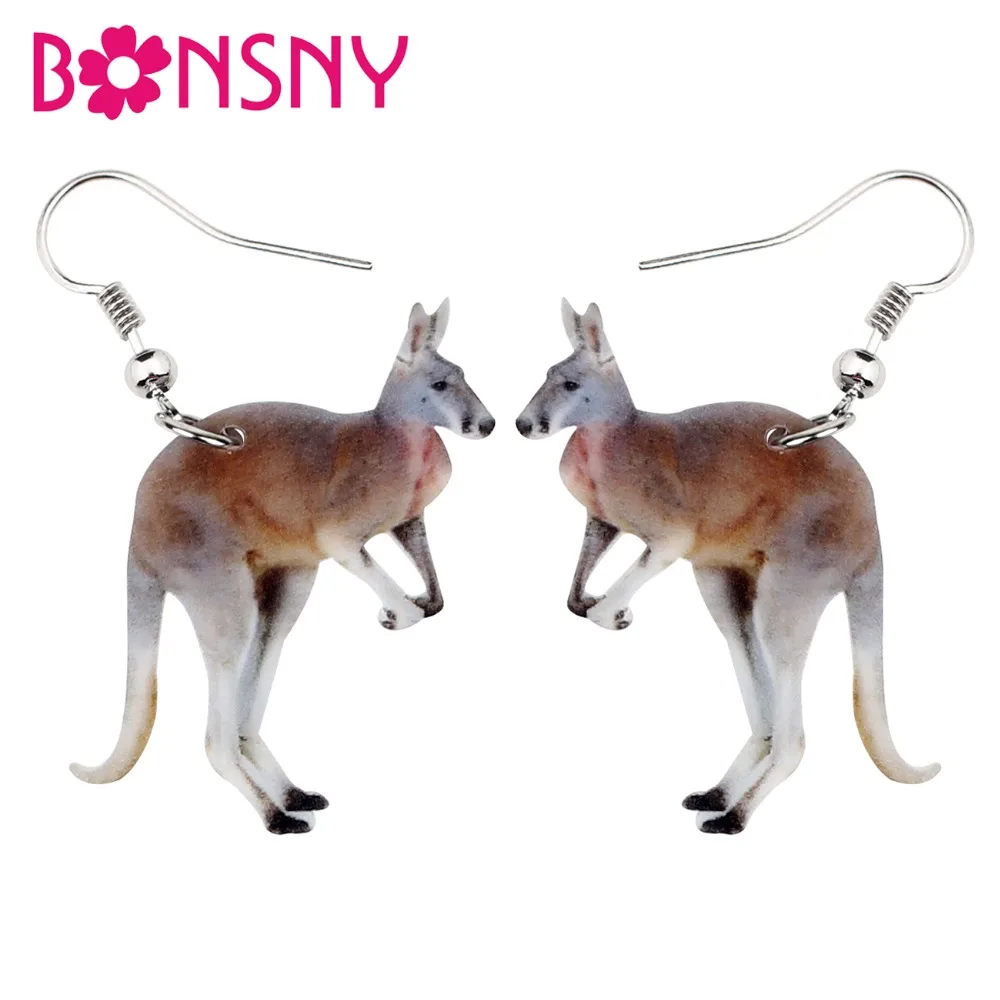 Bonsny Acrylic Australian Kangaroo Earrings Drop Dangle Wild Animal Jewelry For Women Girls Ladies Souvenir Charms Accessories