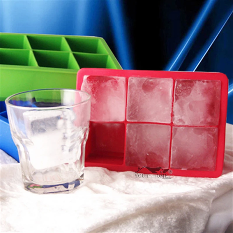 Ice Mold Silicone Ice Cube Tray Mould Shape Ball 6-Square Soft Silicone Ice Cube Tray Ice Maker Jelly Pudding Mould Barware
