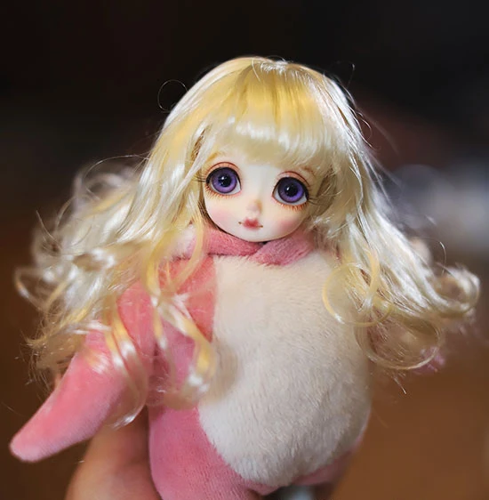 D01-P446 children handmade toy  1/8 Doll Accessories BJD/SD doll wig Milk gold natural wave long hair 1pcs