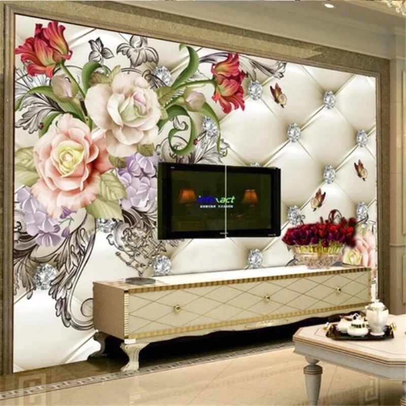 wellyu Custom wallpaper 3D murals large rich flower open soft bag background wall painting wall papers home decor 3d wallpaper