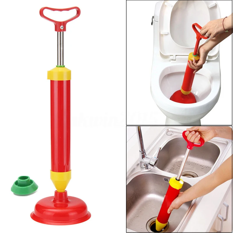 New Powerful Bathroom Blocked Toilet Sink Multi Drain Buster Plunger W/2 Suckers