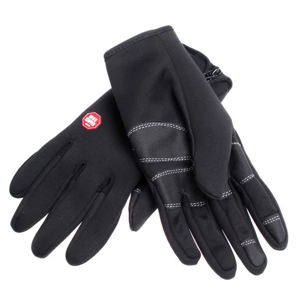 Guantes de esquí negros cálidos para esquí y equitación, guantes de motocicleta para exteriores, guantes de algodón impermeables para viento