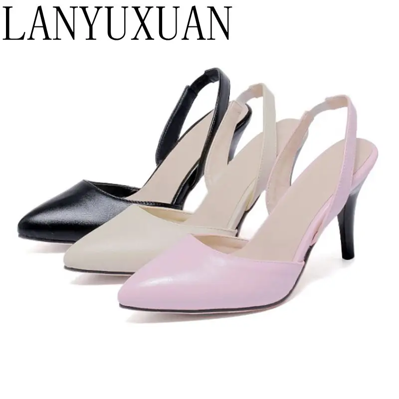 Sexy Summer Sandals Party Wedding Shoes Big Size 31-47 Zapatos Mujer Women Pointe Toe High Heels Chaussure Pumps 1395