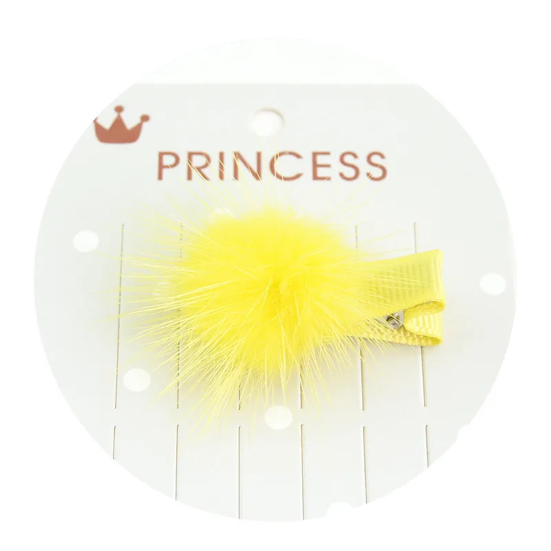 UNTAMED 12pcs/lot Mini Solid Fur Pompom Ball Girls Small Lovely Hairclip Kids Hairpins Hair Accessories Pom Hairball Clips