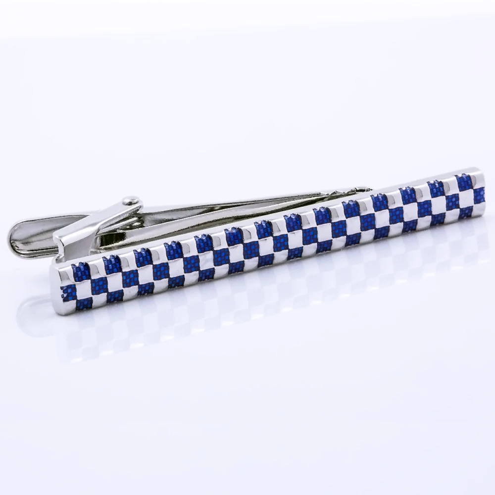 KFLK quality cufflinks stickpin tie pin man\'s wedding present blue grid tie clip cufflink stickpin 2017 products guests