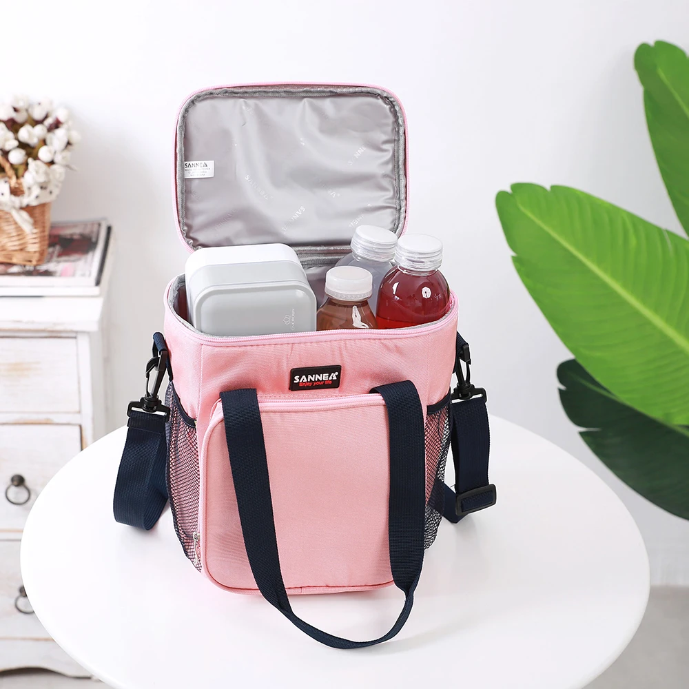 SANNE 9L New Fashion Design Lunch Bag Frosted Fabric Portable Multifunction Lunch Bag Thermal Food Insulated Cooler Lunch Box