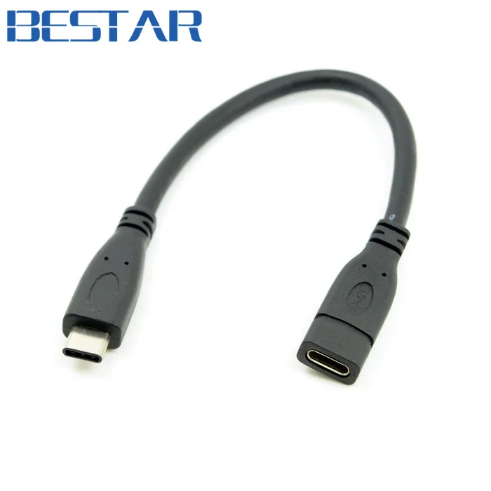 Black USB-C USB 3.1 Type C Male to Female Extension Data Cable for 12 inch Macbook Tablet