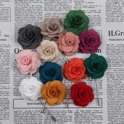 Broches de flores de tela para hombres y mujeres, alfileres de broche, decoración de trajes, alfileres de solapa para hombres, accesorios para trajes, 18 colores, 12 unidades por lote