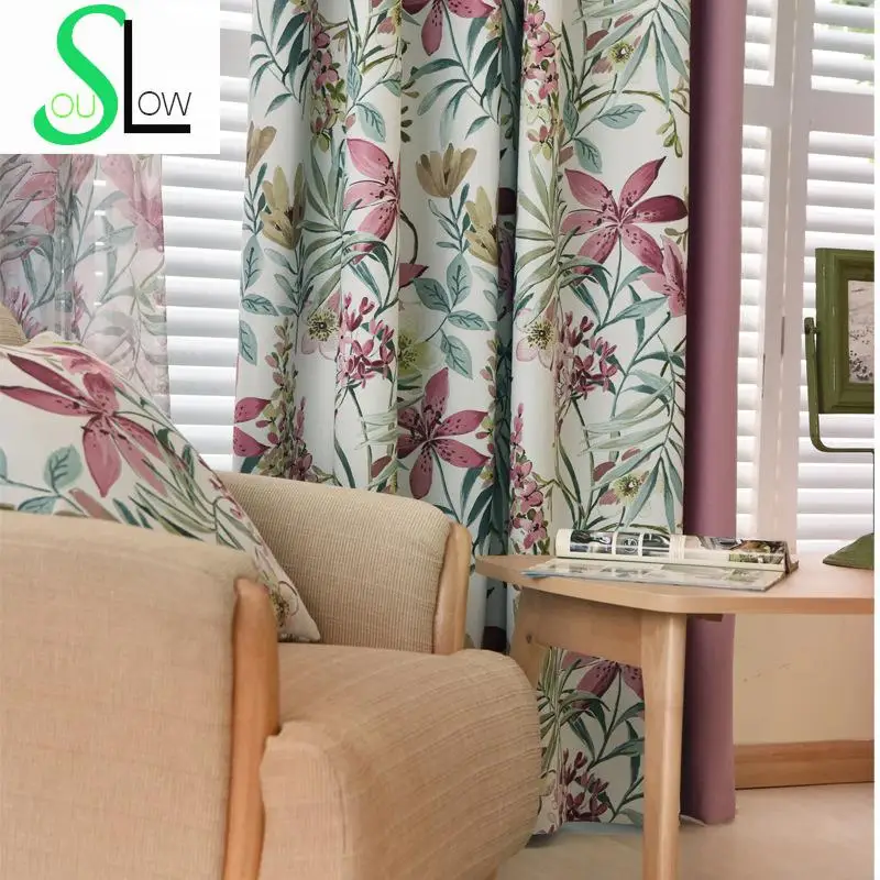 

Europe Style Flower Printed Window Curtain Floral Blackout Window Curtains for Living Room Drapes Gardinen Rideaux Cortinas