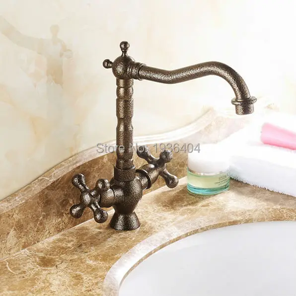 New Design Basin Faucet Dual Handle Bronze Finished Copper Deck Mount Mixer Taps RB1011