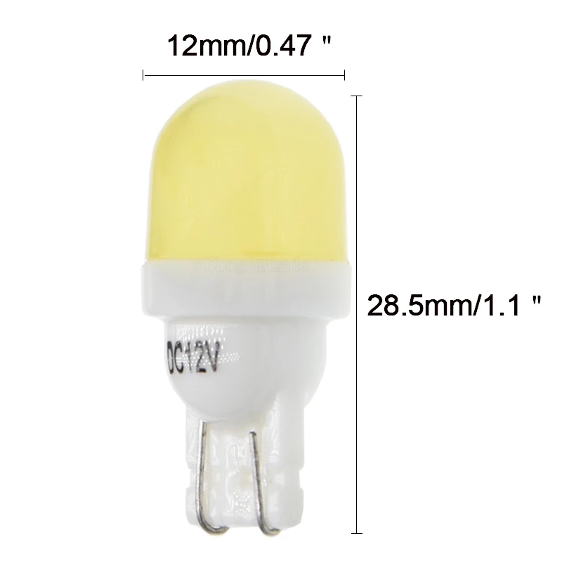 2/4 Pcs T10 194 168 W5W Ceramic LED Bulbs Car Interior Side Wedge Parker Light Auto Door License Plate Lamp Amber Yellow 12V DC