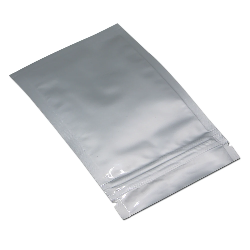 300Pcs Silver Mylar Zip Lock Grocery Packaging Bag Pure Aluminum Foil Food Tea Nuts Reclosable Storage Pouches Gifts Retail Bags