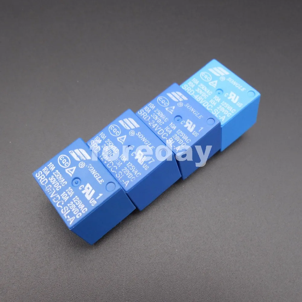 100PCS NEW SONGLE Power Relay SRD-12VDC-SL-A PCB 4 Pins BLUE SRD 05V 12V 24V 48V DC-SL-A Relays 100PCS/LOT Components *FD382-385