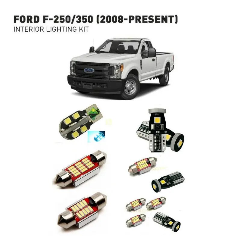 

Светодиодные внутренние фары для Ford f-250/350 2008 + 15pc, светодиодные фары для автомобилей, комплект освещения, автомобильные лампы Canbus