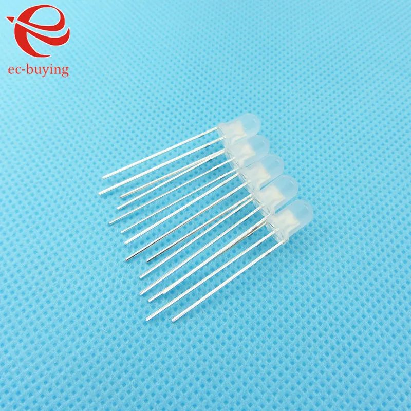 10pcs/lot F3 3mm LED Bi-Color Diffused Red Blue Common Cathode Round Light Emitting Diode Dual Foggy Two Plug-in DIY Kit