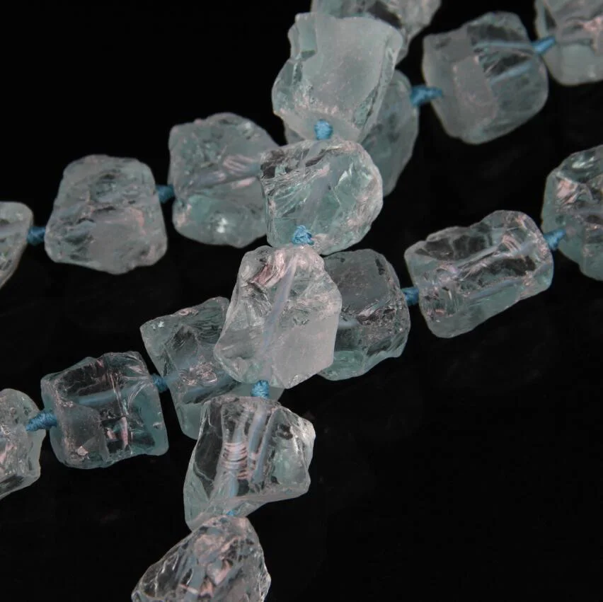 Natural Crystal Quartz Nugget necklace Beads,Raw light blue Crystals Loose gem Stone Pendants beads jewelry