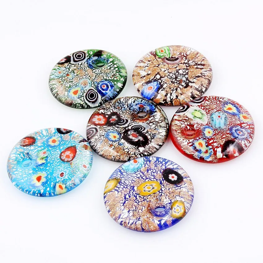 Fashion Beauty Wholesale 6pcs Handmade Murano Lampwork Glass Mixed Colorful Drop Foil Millefiori Pendants Charms Jewelry