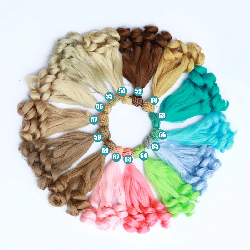Msiredoll bjd wig Accessories 1piece 20*100CM doll hair for 1/3 1/4 1/6 1/12  Gradient Color  Curly bjd wigs diy Free shipping
