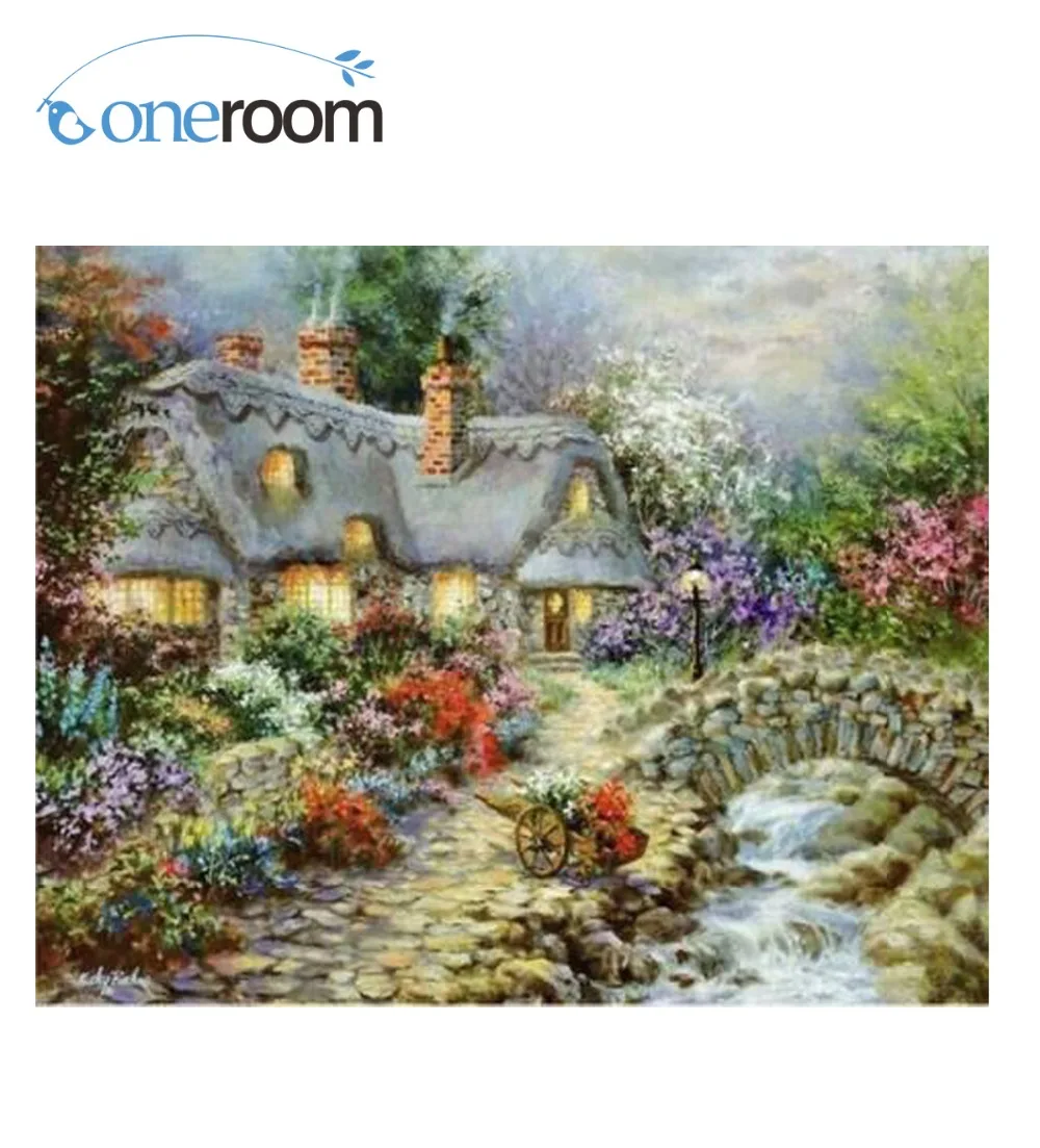 Needlework Embroidery Kits, Counted Cross Stitch, Oil Painting, The beautifu House, Home, 14CT, Unprinted, Quality, 59-45